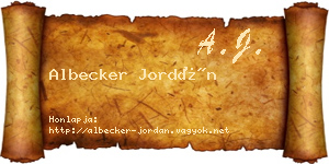 Albecker Jordán névjegykártya